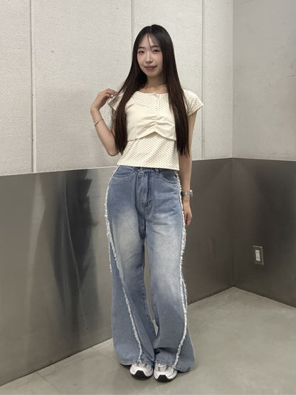 w closet Fringe baggy denim pants - Image 66