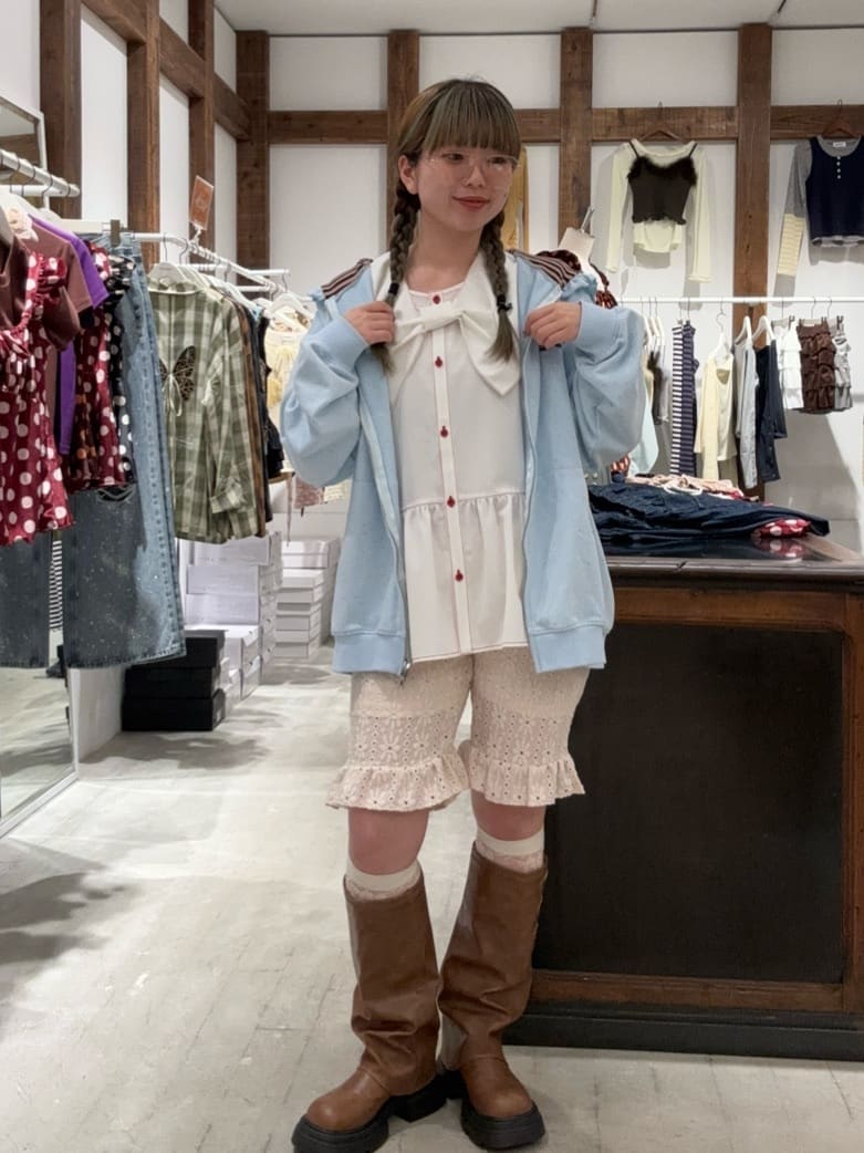 HELLO.SANFRANCISCO 橫紋Ruffle邊Double Zip Hoodie - Image 46