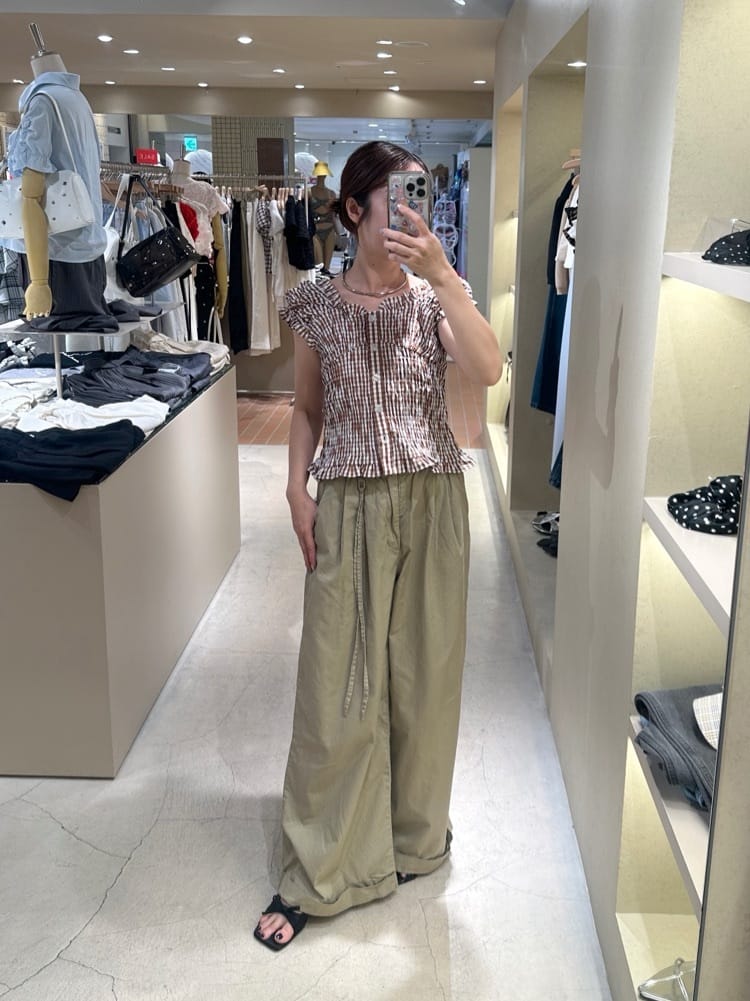 mystic 格紋 Shirred French blouse - Image 69