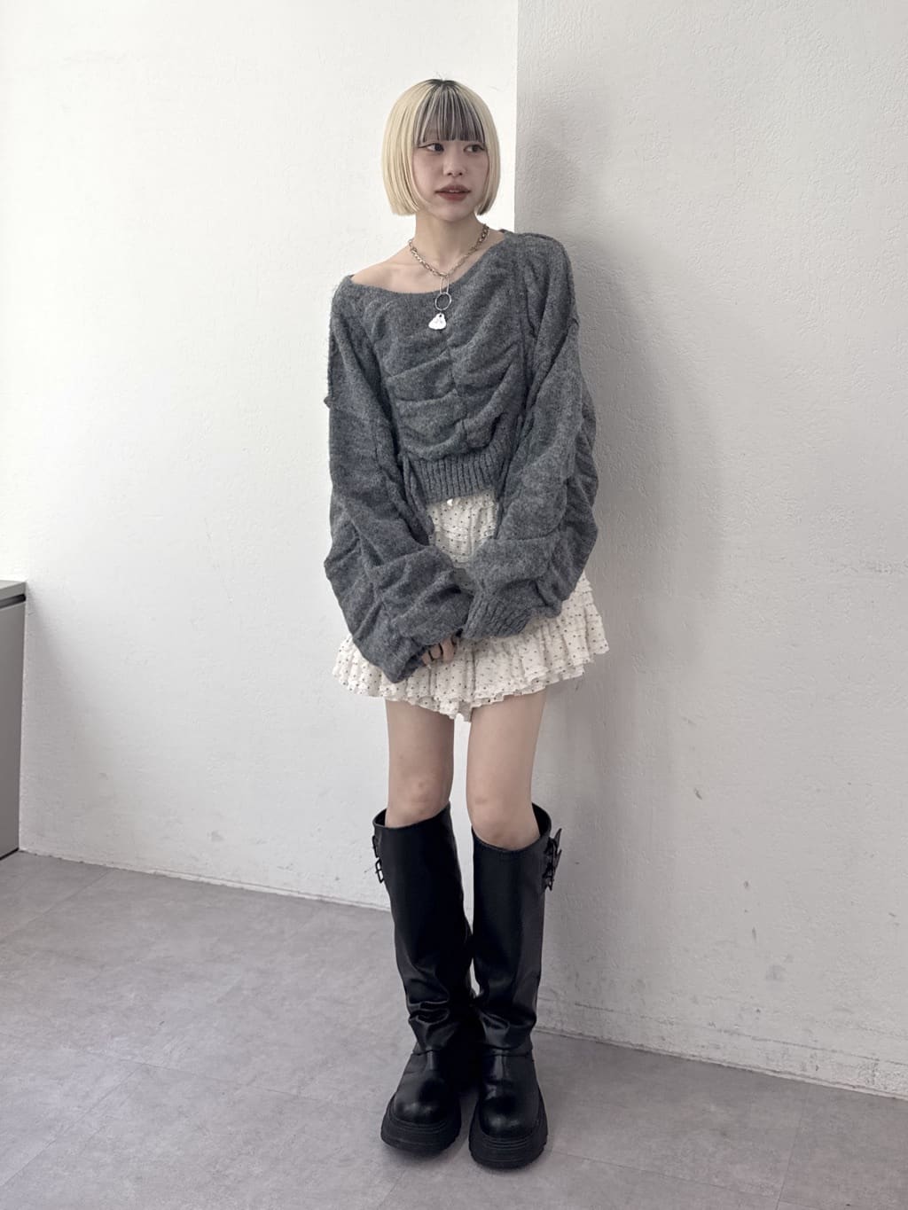 [實色Version] w closet 抽繩拼色針織