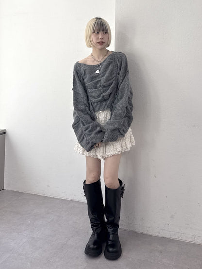 [實色Version] w closet 抽繩拼色針織