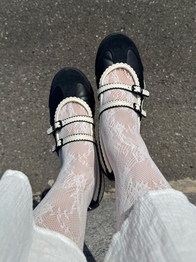 日本製 靴下屋 Lace flower tights