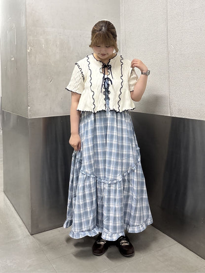 w closet 短袖撞色拼接開襟衫 - Image 41