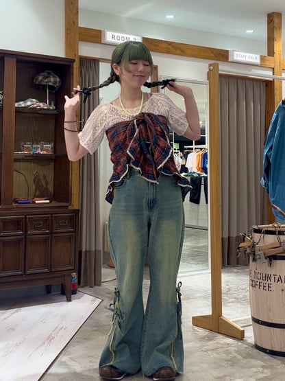 CIAOPANIC Lace拼接sheer top - Image 48
