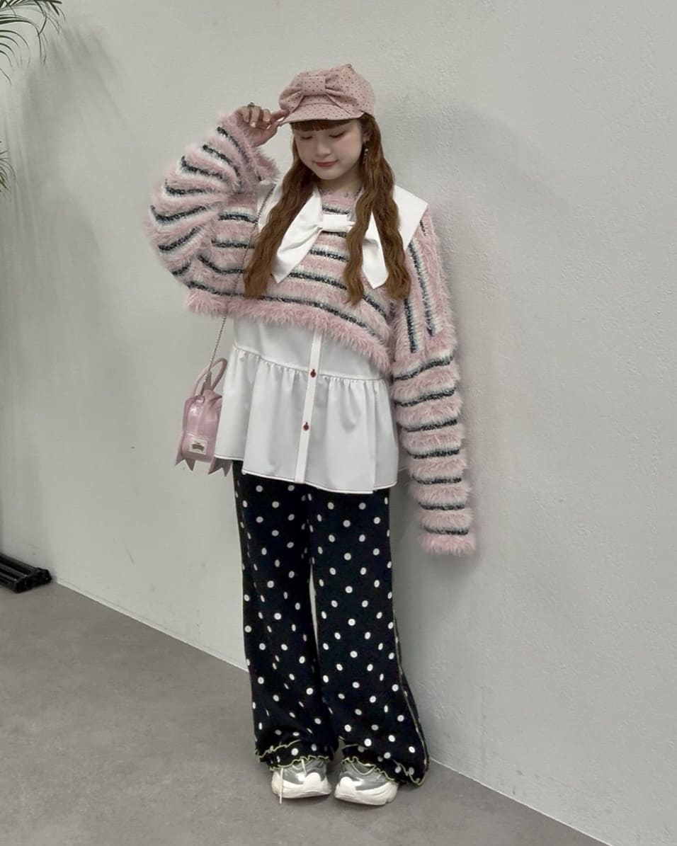HELLO.SANFRANCISCO 2-Way Striped Cardigan with Ribbon - Image 44