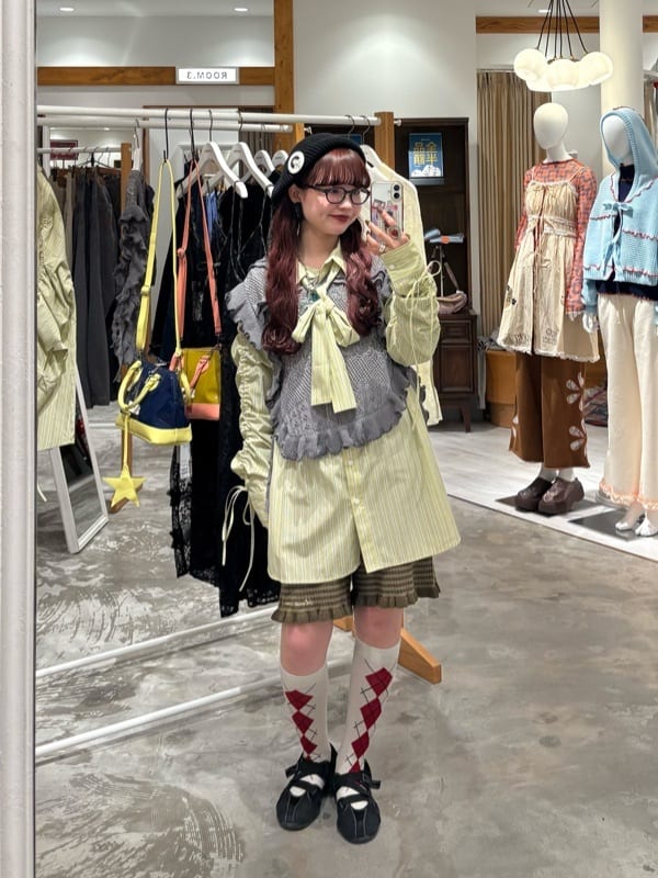 CIAOPANIC 褶皺袖條紋襯衫配TIE - Image 33