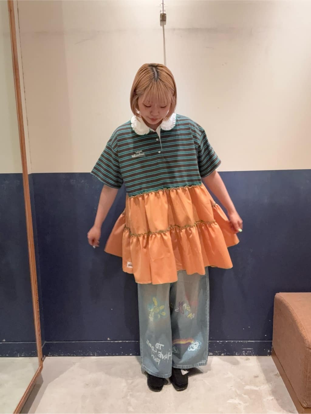 HELLO.SANFRANCISCO 荷葉邊領條紋rugby shirt tunic - Image 25