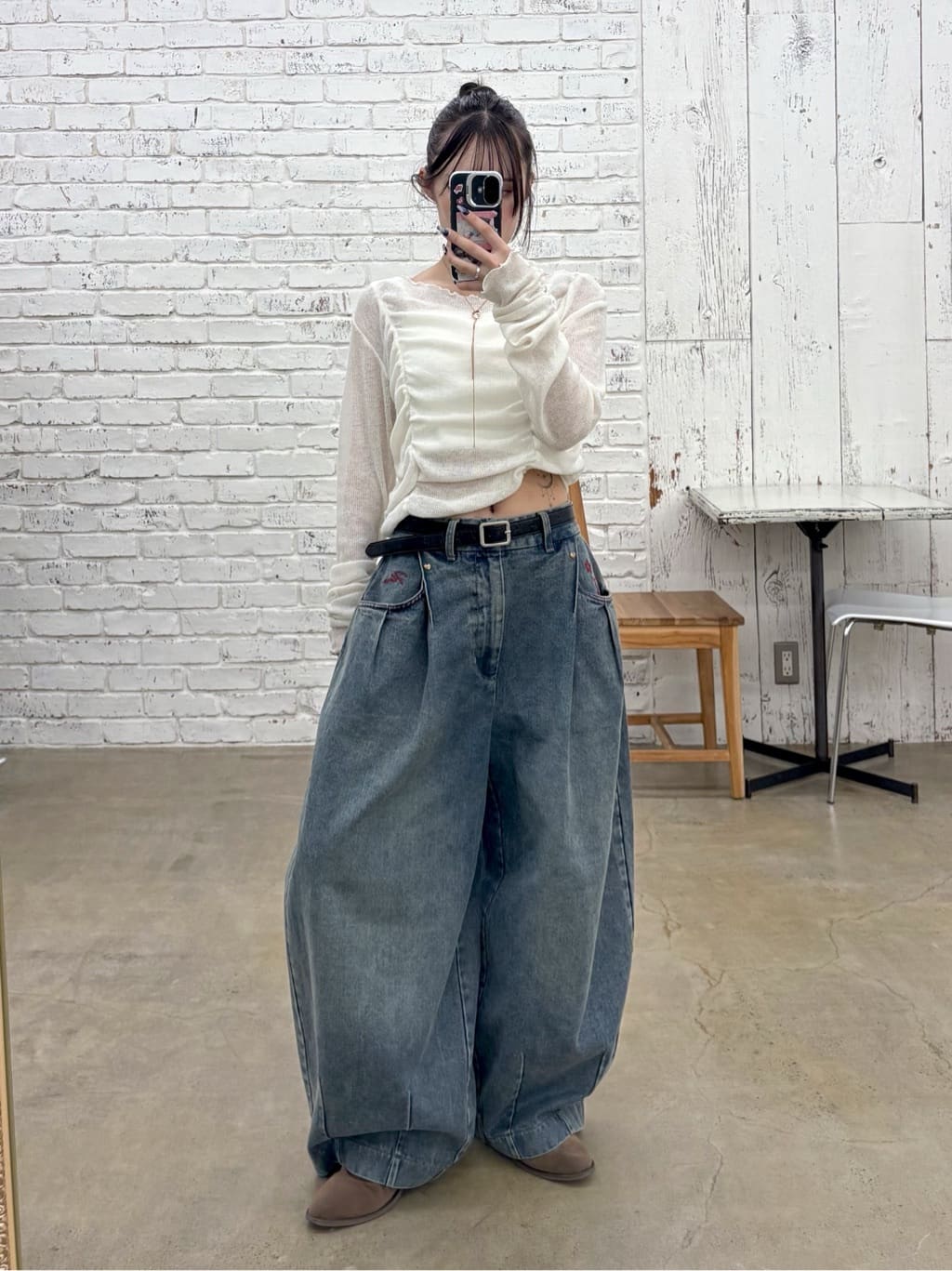 w closet barrel denim pants with 刺繡 - Image 41