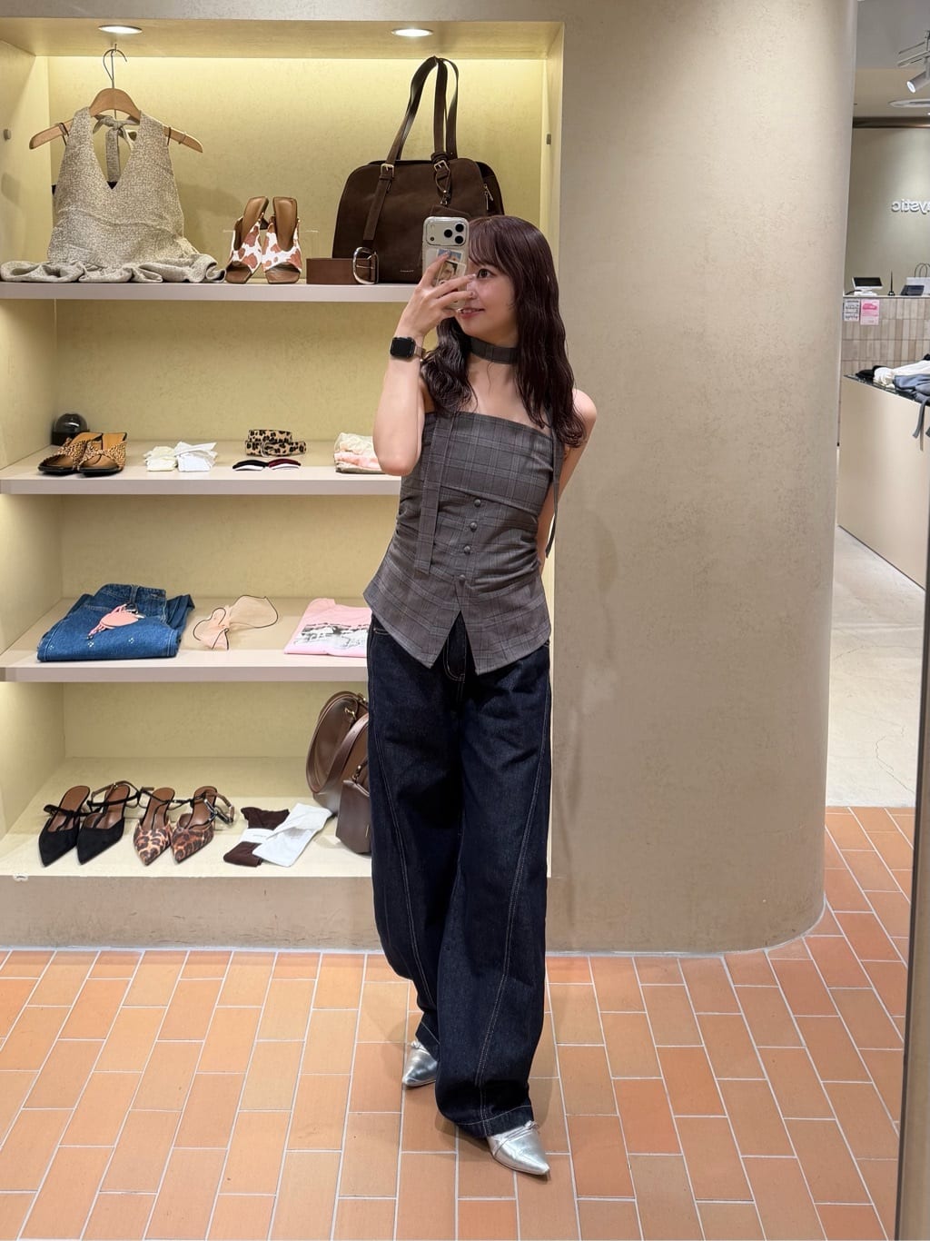 mystic 格紋bustier with choker - Image 45