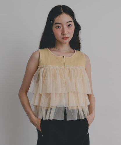 SENSE OF PLACE 雙拉鍊荷葉邊TOP - Image 1