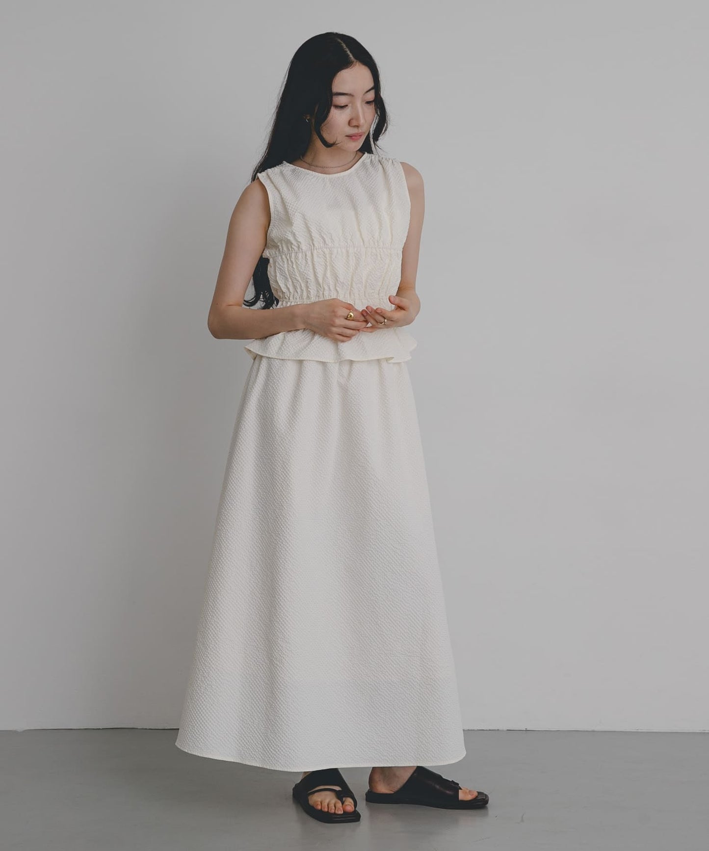 SENSE OF PLACE Shirred Gathered Set Dress - Image 1