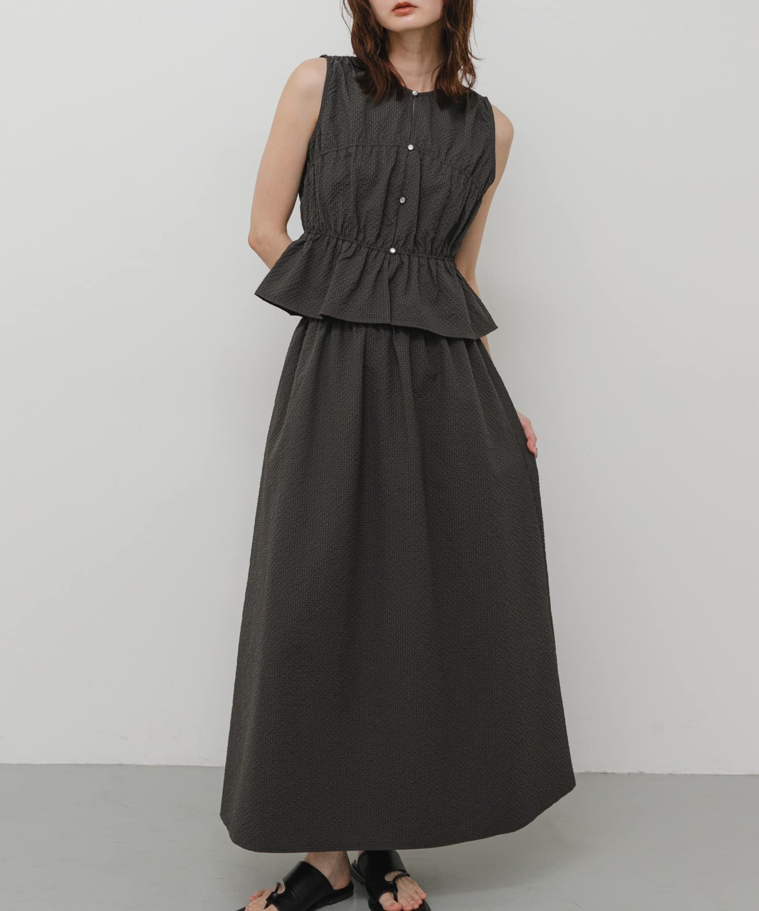 SENSE OF PLACE Shirred Gathered Set Dress - Image 3