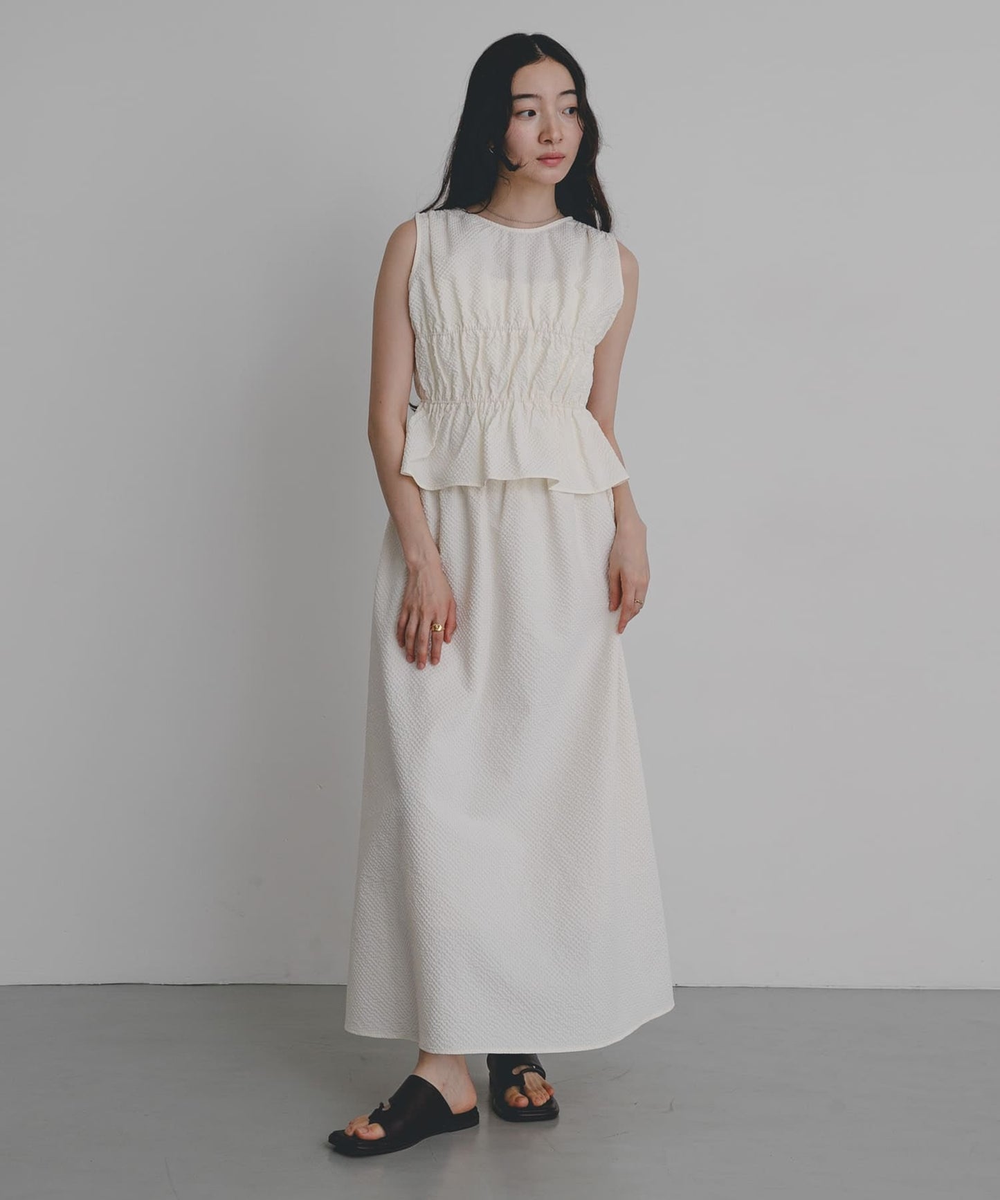 SENSE OF PLACE Shirred Gathered Set Dress - Image 8