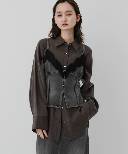 SENSE OF PLACE Lace邊Denim Bustier - Image 2