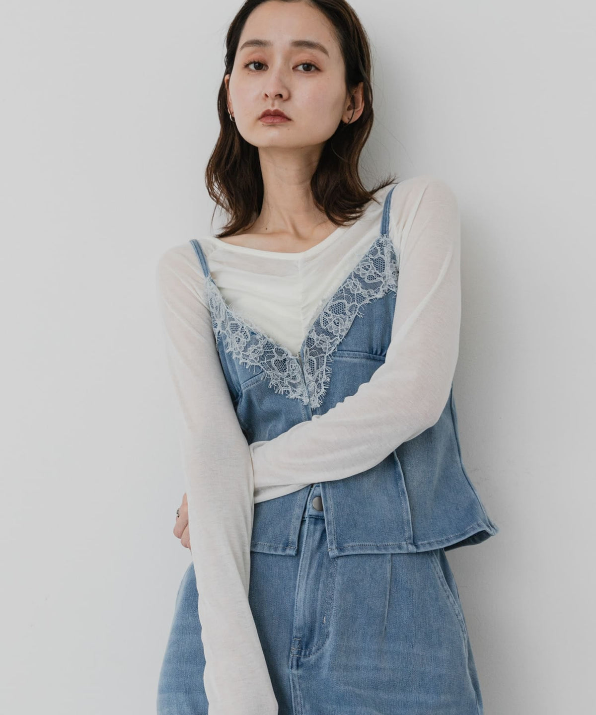 SENSE OF PLACE Lace邊Denim Bustier - Image 21