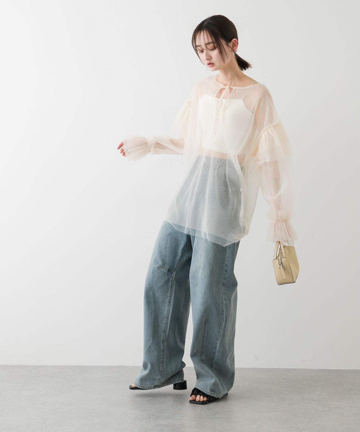 SENSE OF PLACE Sheer Tulle Frill Top