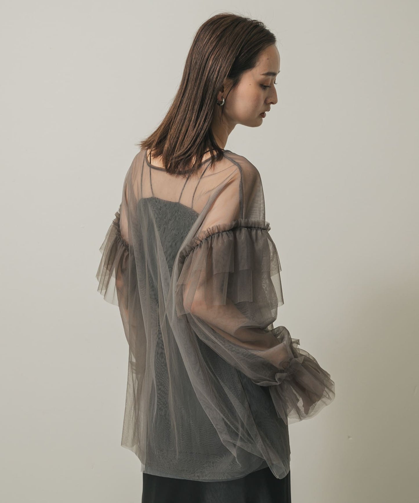 SENSE OF PLACE Sheer Tulle Frill Top
