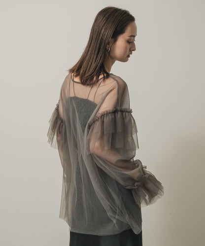 SENSE OF PLACE Sheer Tulle Frill Top