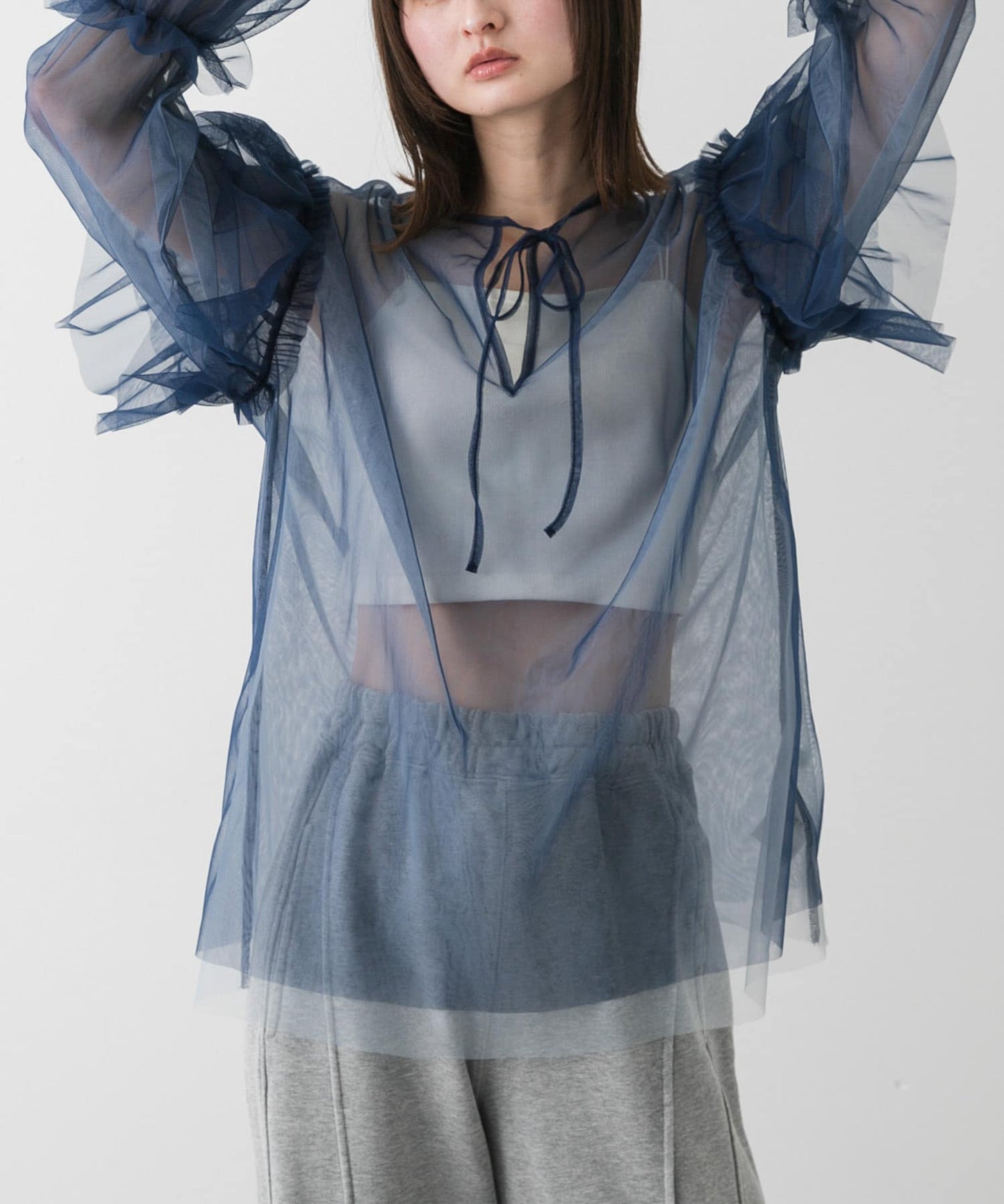 SENSE OF PLACE Sheer Tulle Frill Top