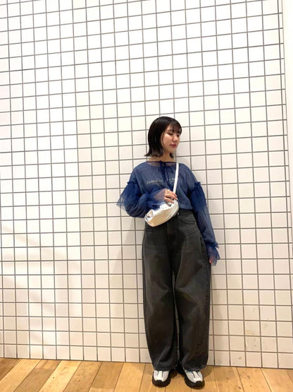 SENSE OF PLACE Sheer Tulle Frill Top