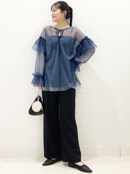 SENSE OF PLACE Sheer Tulle Frill Top
