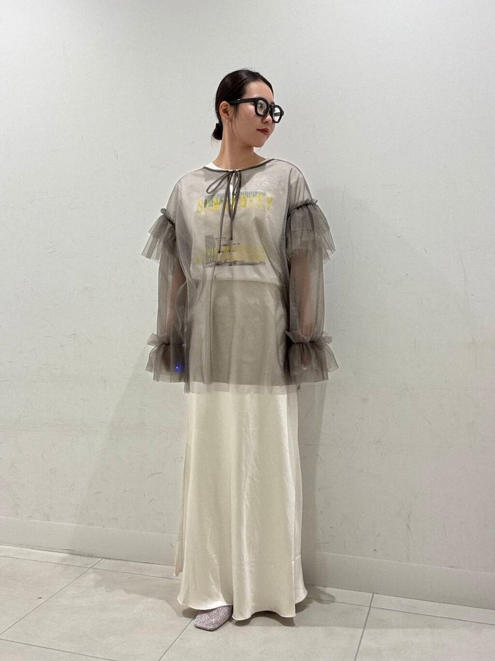 SENSE OF PLACE Sheer Tulle Frill Top