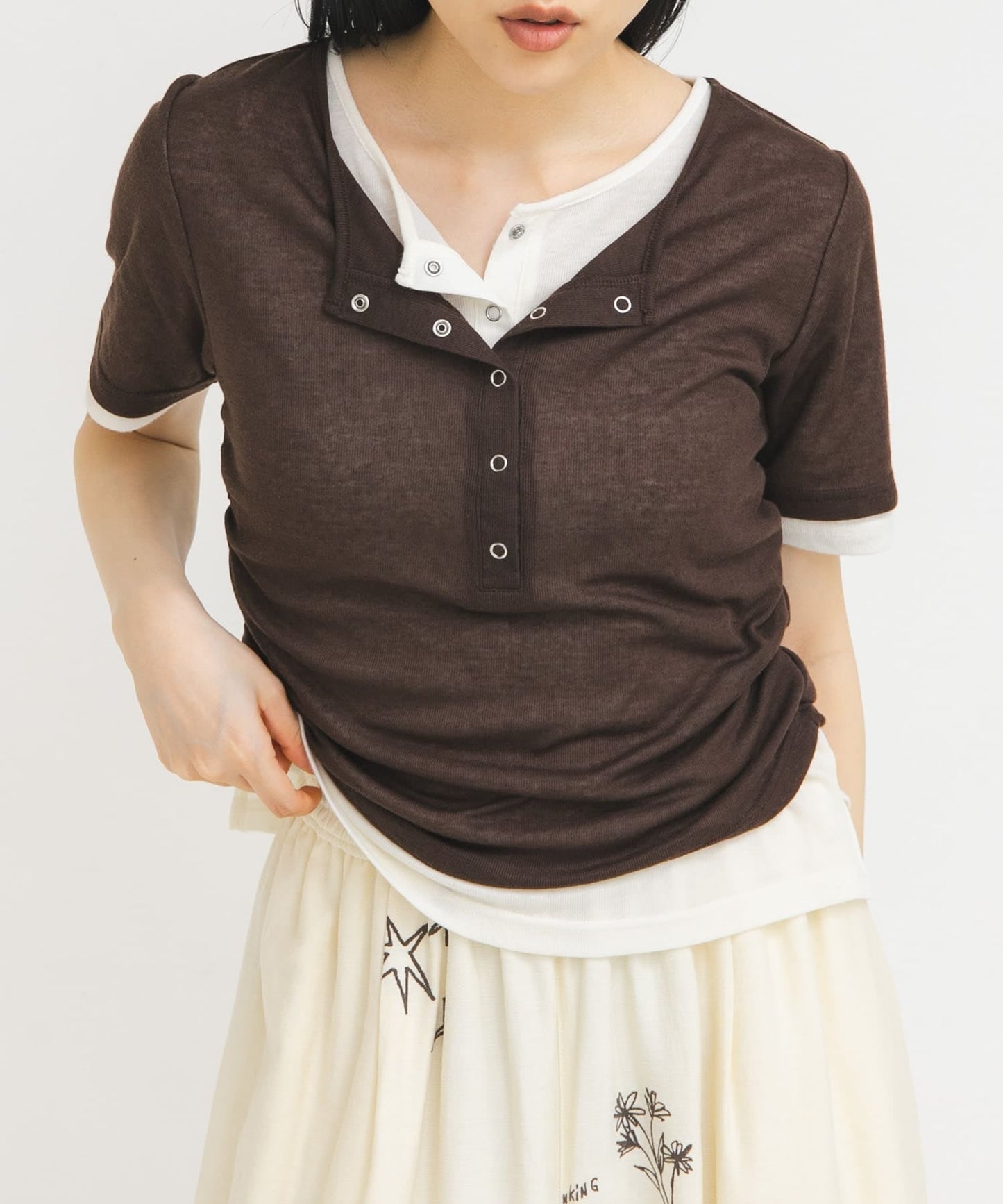 KBF Two-tone Henley neck tee - Image 11