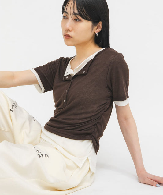 KBF Two-tone Henley neck tee - Image 2