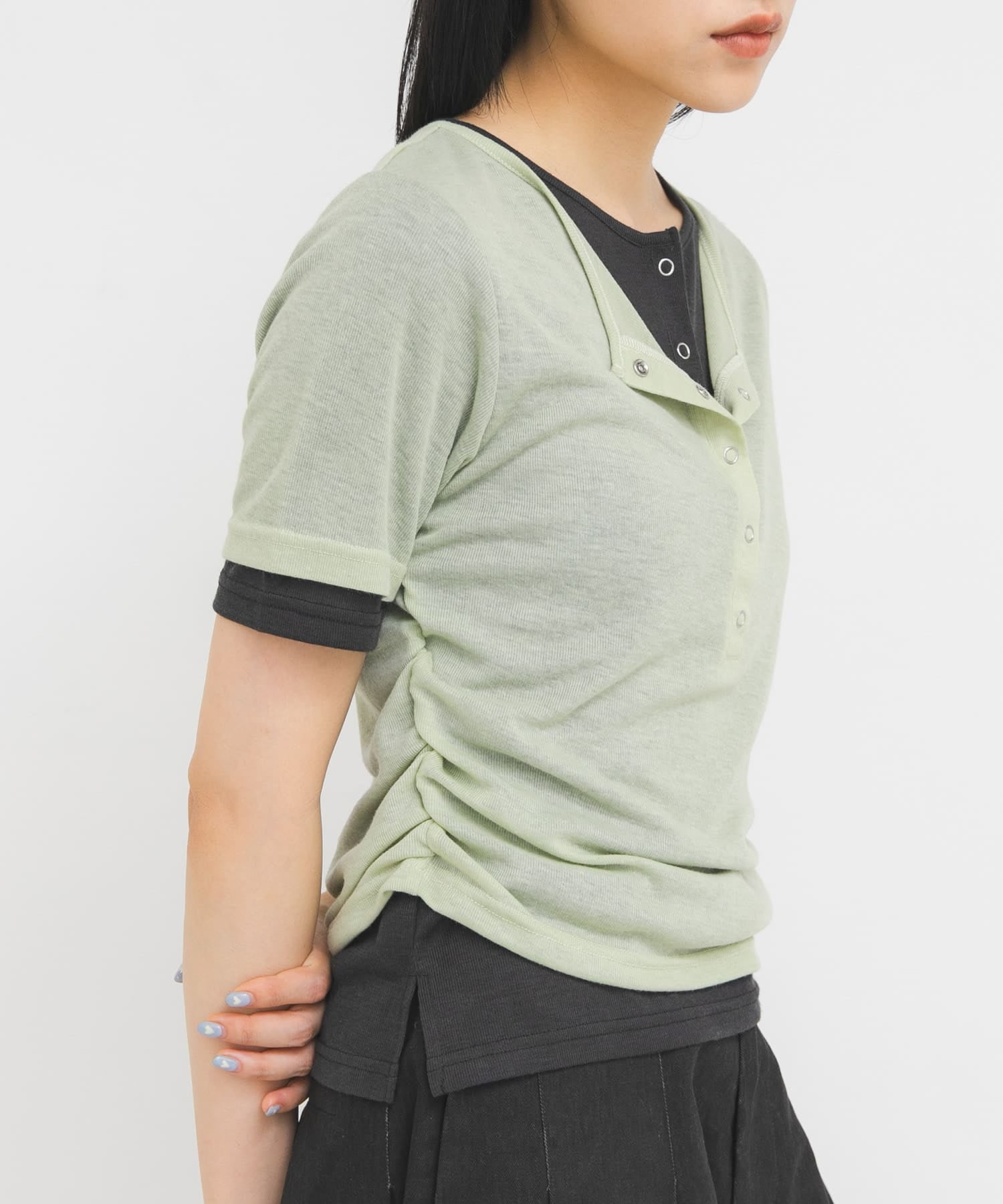 KBF Two-tone Henley neck tee - Image 3