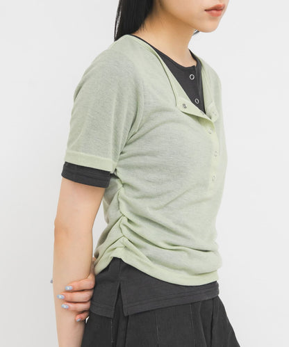 KBF Two-tone Henley neck tee - Image 3