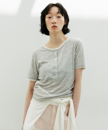 KBF Two-tone Henley neck tee - Image 4
