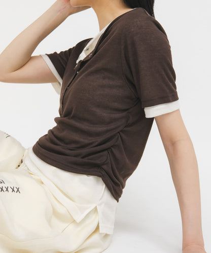 KBF Two-tone Henley neck tee - Image 10