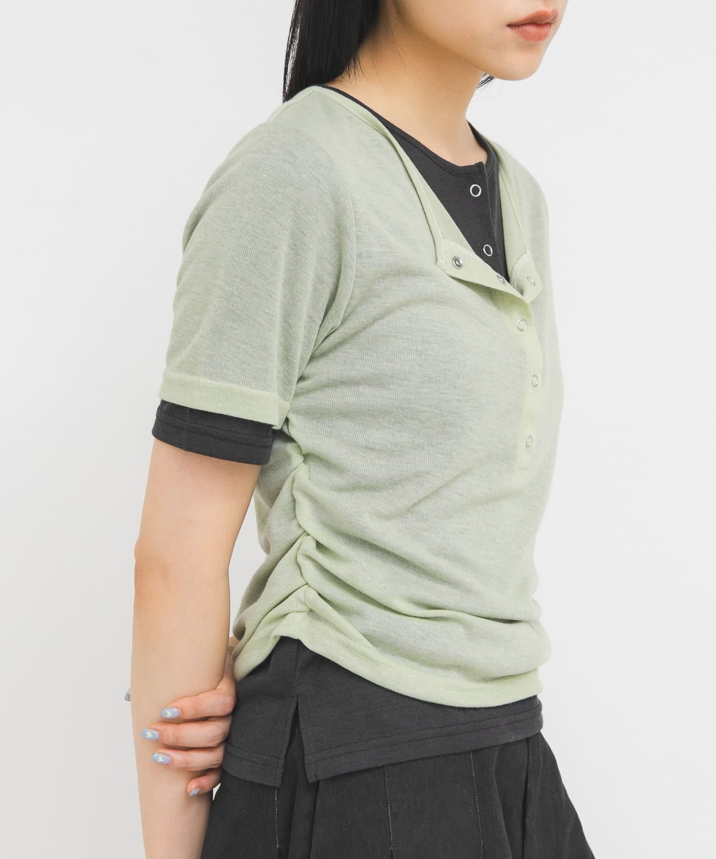 KBF Two-tone Henley neck tee - Image 36