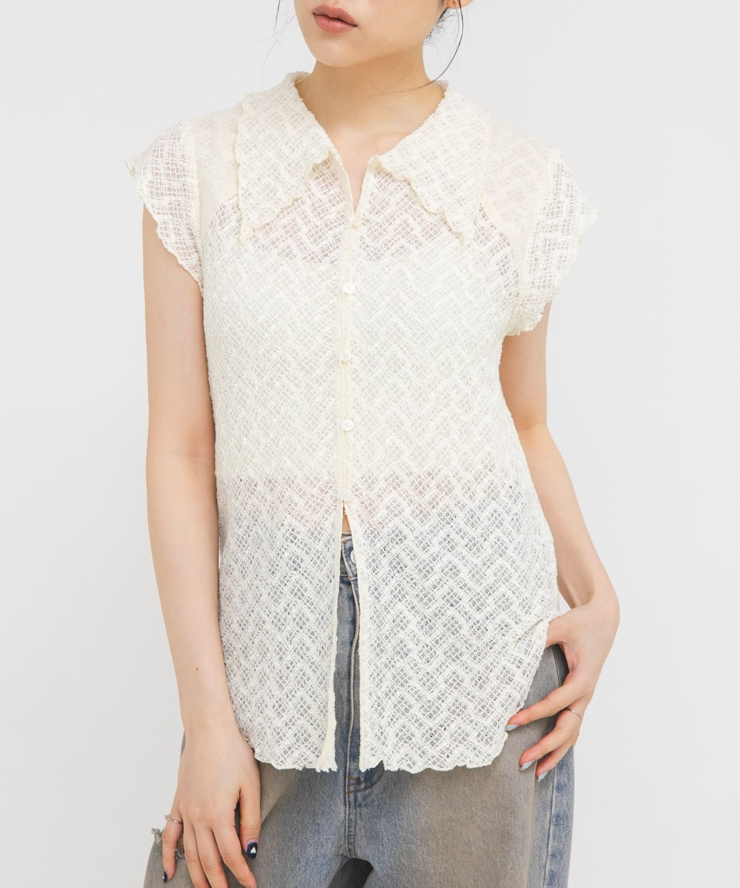 KBF French sleeve lace shirt - Image 17