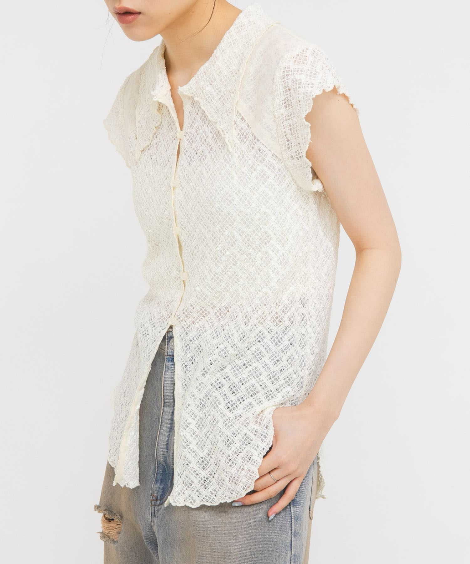 KBF French sleeve lace shirt - Image 18