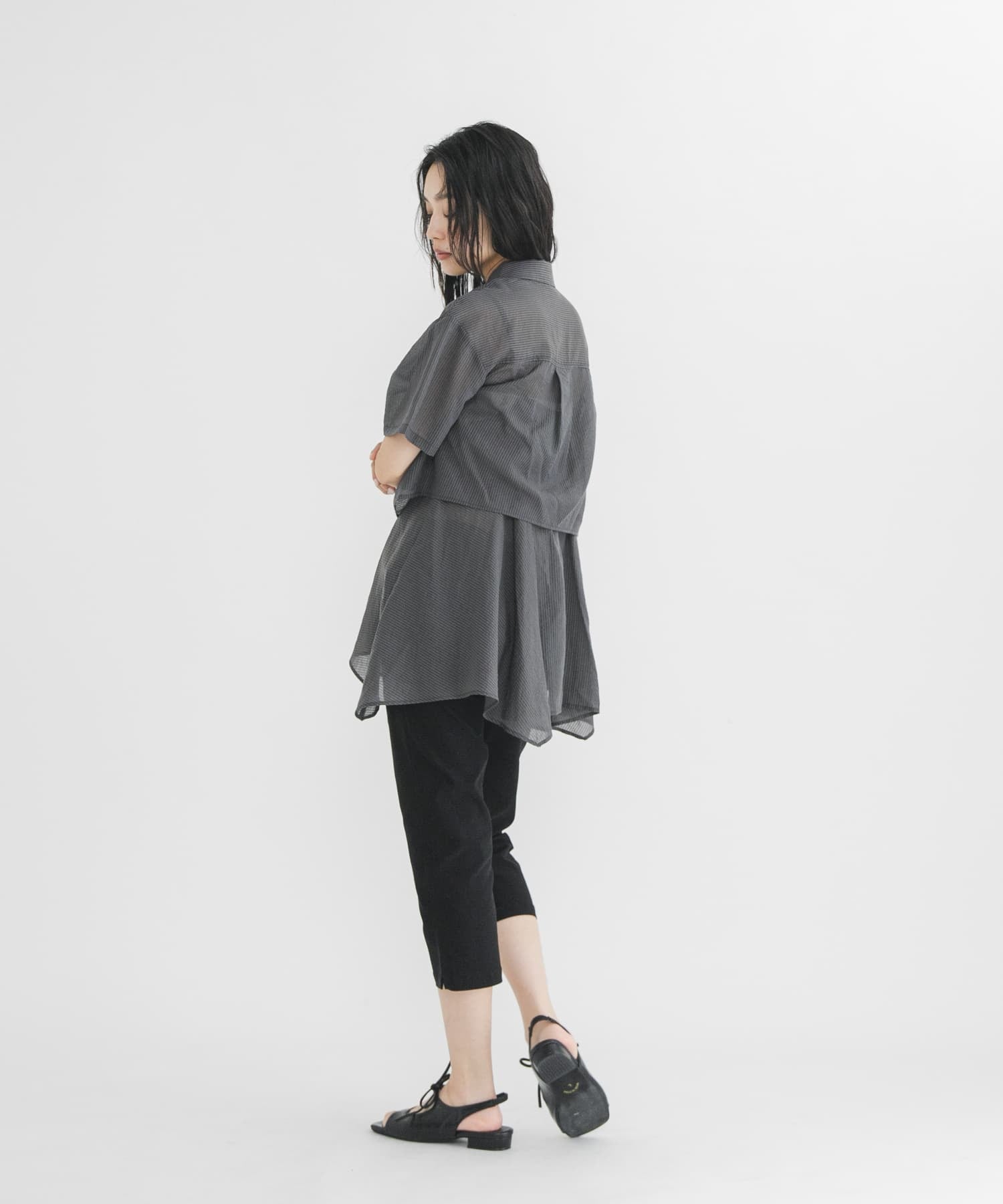KBF 條紋透膚襯衫+背心SET - Image 14