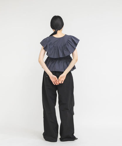 KBF Front hook check ruffle blouse - Image 21