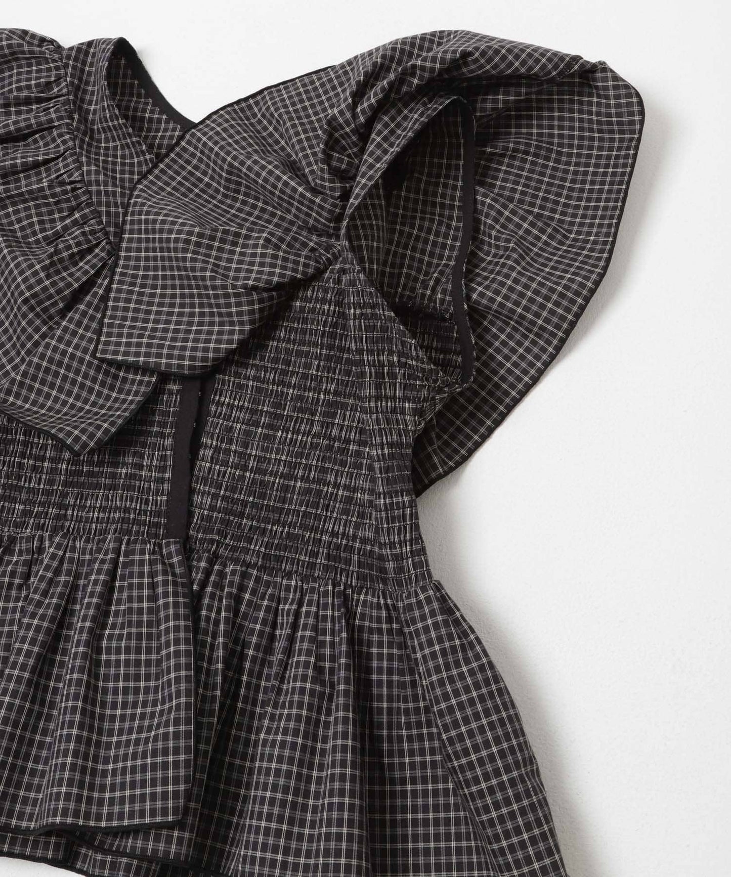 KBF Front hook check ruffle blouse - Image 23