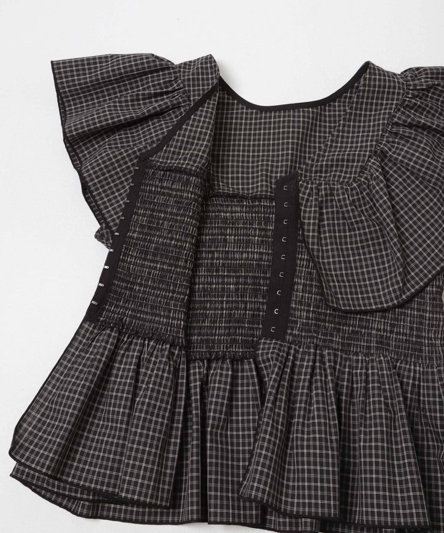 KBF Front hook check ruffle blouse - Image 24
