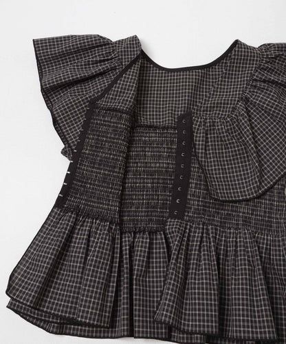 KBF Front hook check ruffle blouse - Image 24