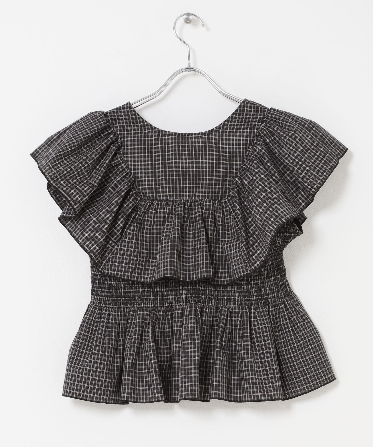 KBF Front hook check ruffle blouse - Image 25