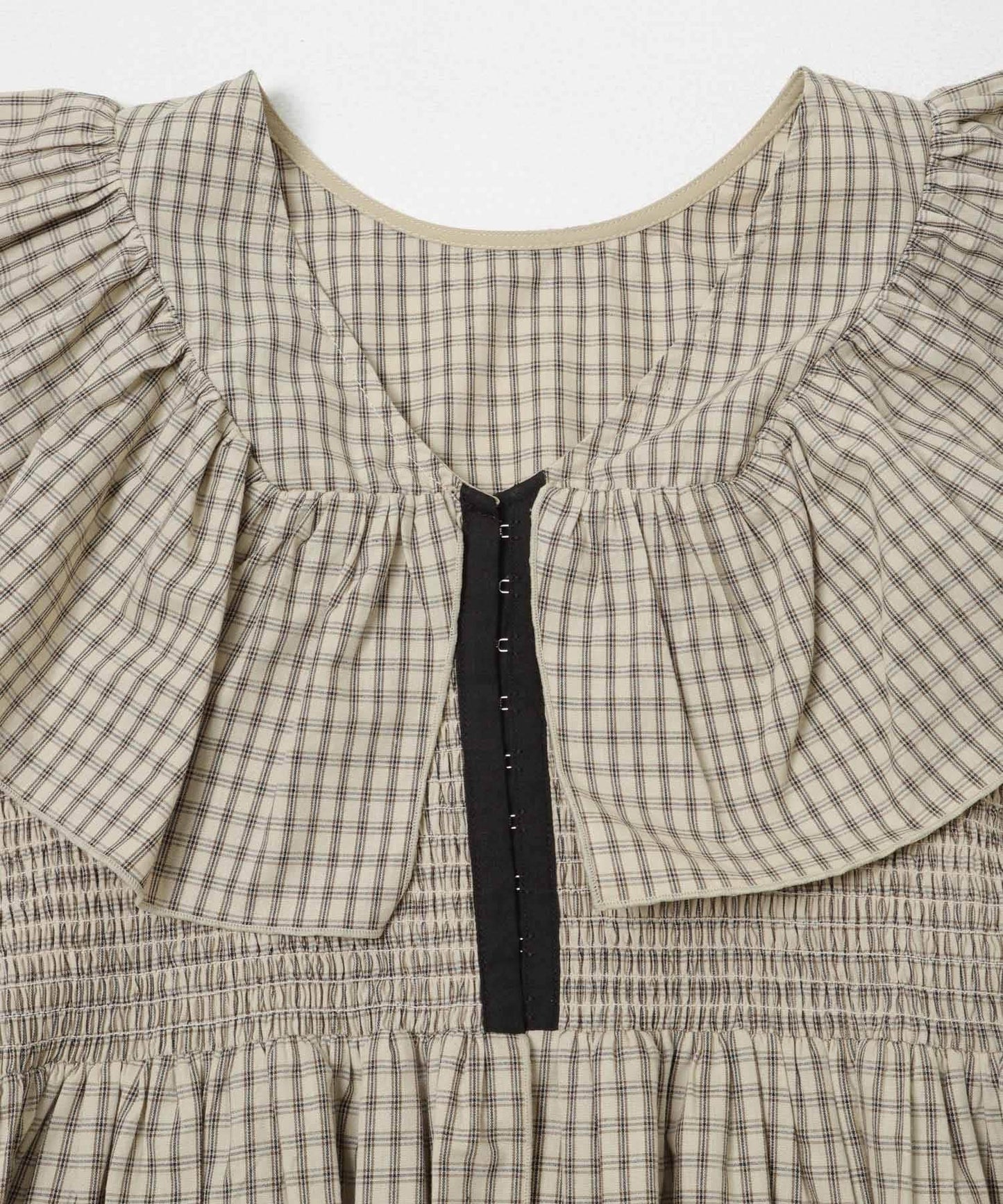 KBF Front hook check ruffle blouse - Image 29