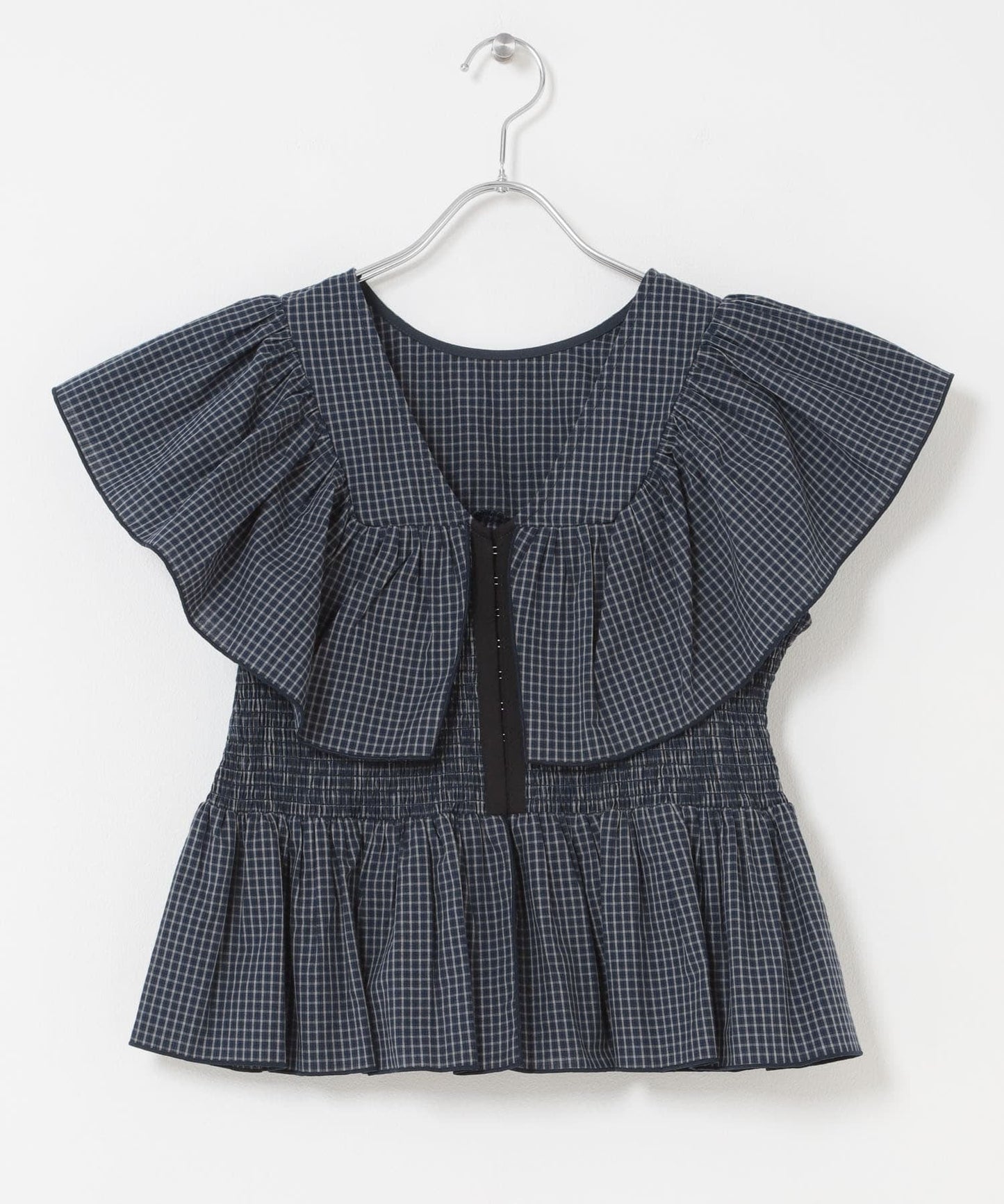 KBF Front hook check ruffle blouse - Image 30
