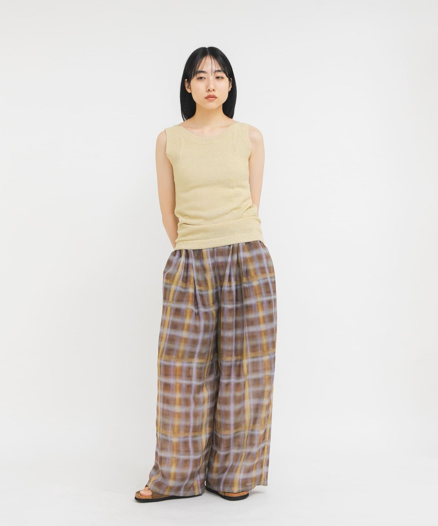 KBF sheer 格紋寬褲 - Image 7