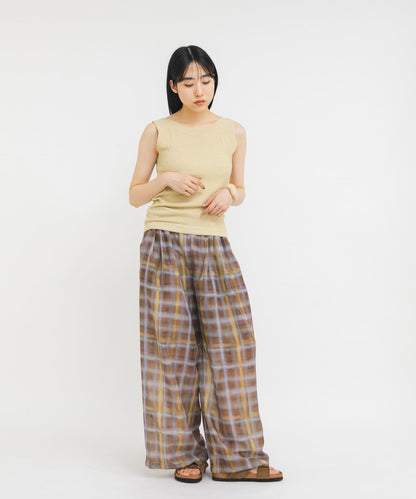 KBF sheer 格紋寬褲 - Image 8