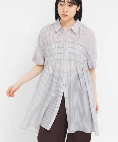 KBF Shirred Sheer Mini Dress - Image 3