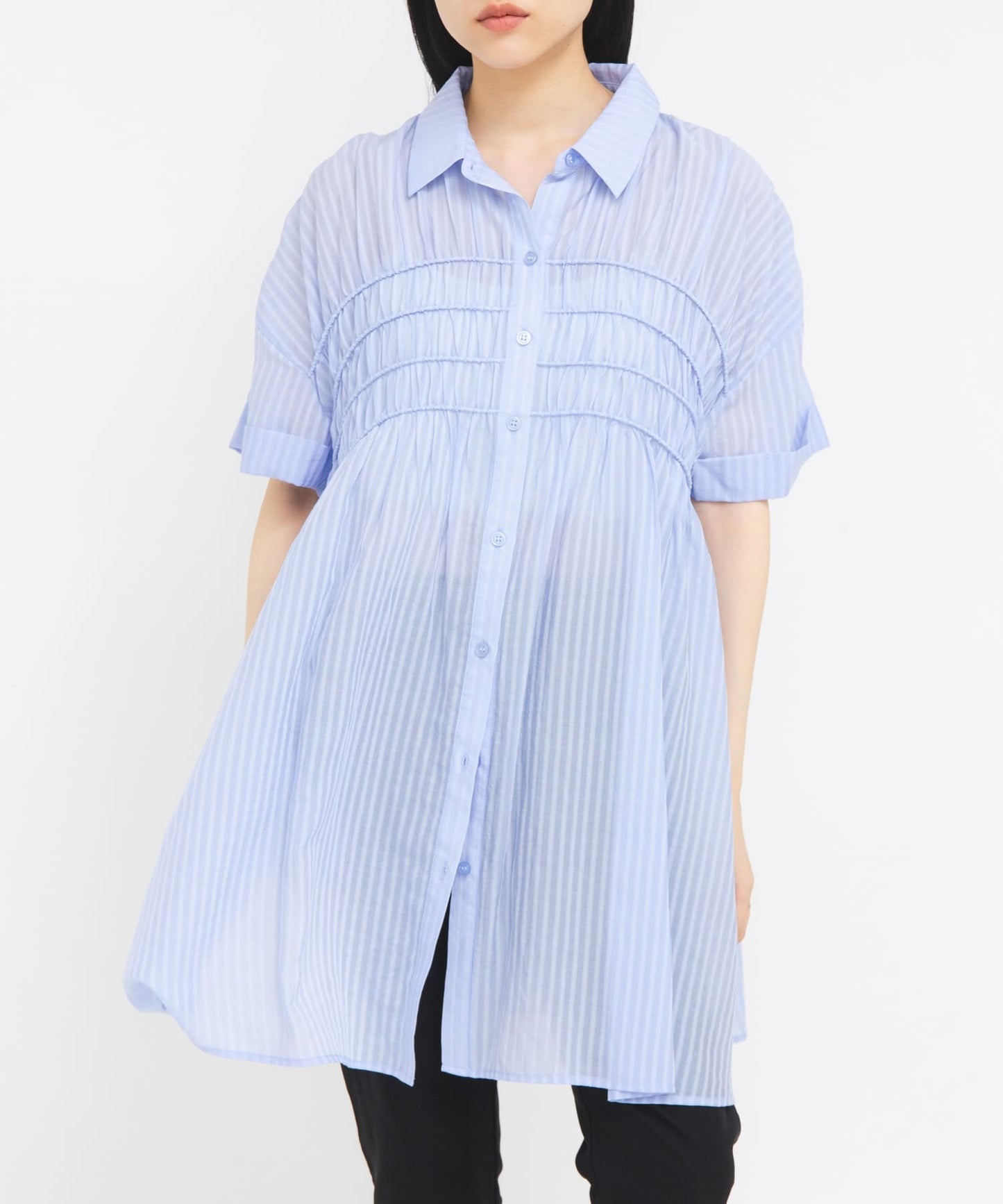 KBF Shirred Sheer Mini Dress - Image 4