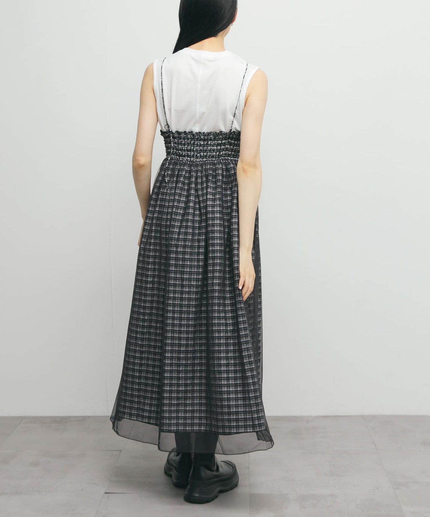 KBF 2 way薄紗格紋半身裙