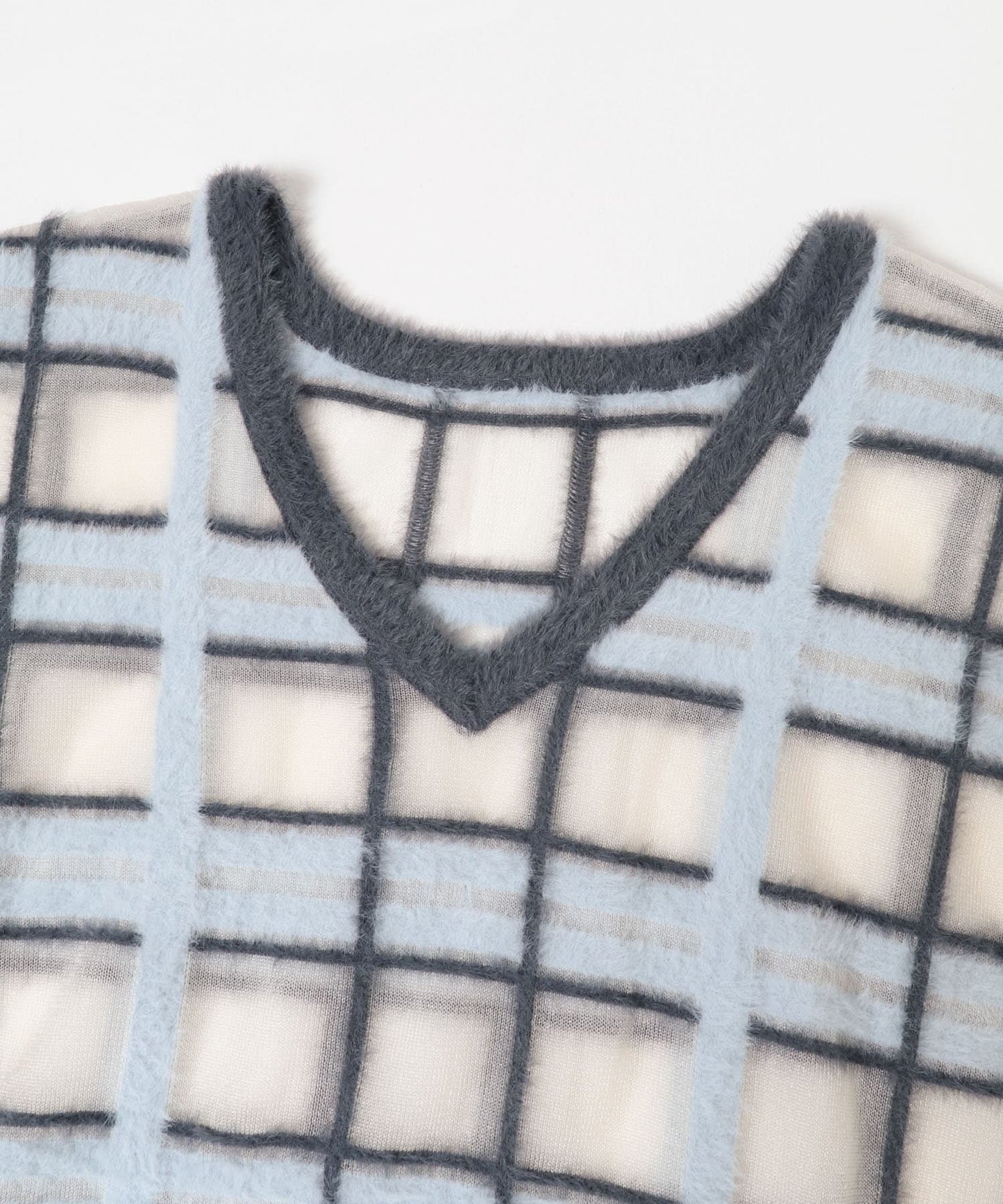 KBF sheer check feather knit