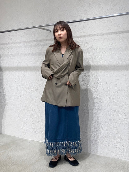 KBF 流蘇牛仔吊帶連身裙